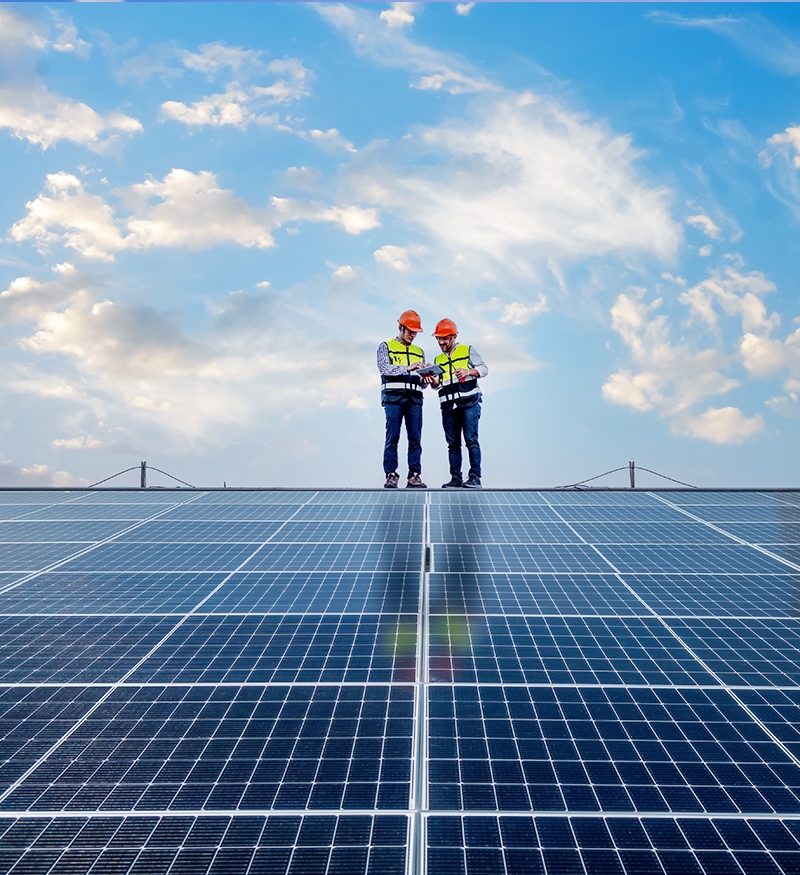 skilled_professionals Solar energy installerers on conducting inspection.